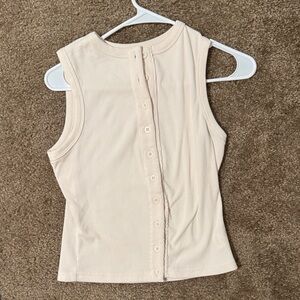 Amazon Cream Button-Back Tank Top